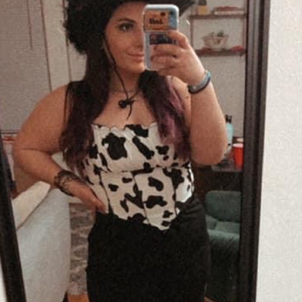 Ruched cow print top cowgirl aesthetic